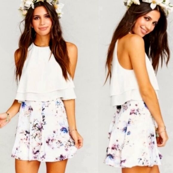 NWT SHOW ME YOUR MUMU Floral Skater Stretch Skirt size M - Picture 2 of 4